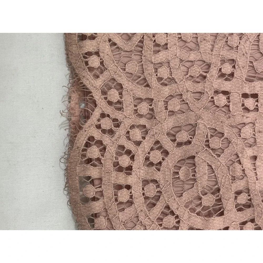 J Crew Women Lace Top 3/4 Sleeve Button Back Sheer Lined Boho Feminine Pink Sz 6